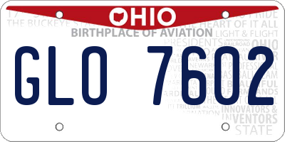 OH license plate GLO7602