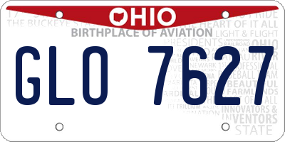 OH license plate GLO7627