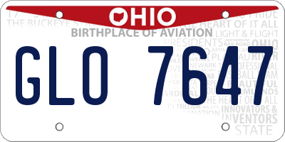 OH license plate GLO7647