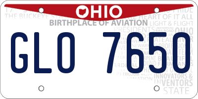 OH license plate GLO7650