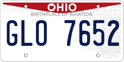 OH license plate GLO7652