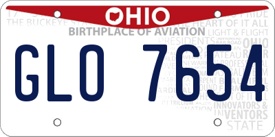 OH license plate GLO7654