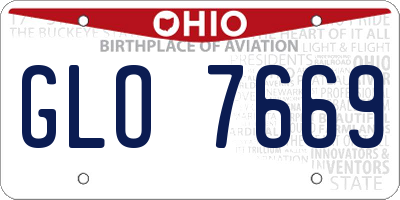 OH license plate GLO7669