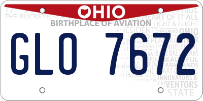 OH license plate GLO7672