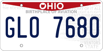 OH license plate GLO7680