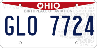 OH license plate GLO7724