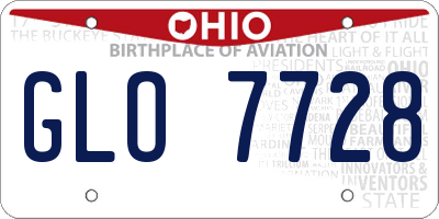 OH license plate GLO7728
