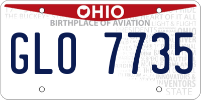 OH license plate GLO7735