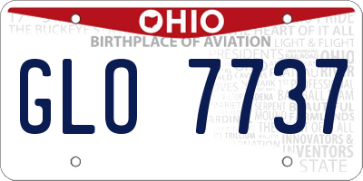 OH license plate GLO7737