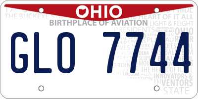 OH license plate GLO7744