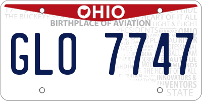 OH license plate GLO7747