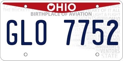 OH license plate GLO7752
