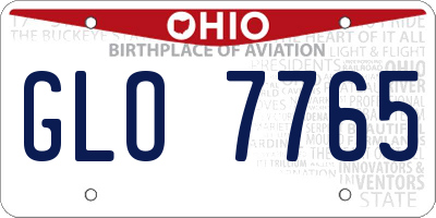 OH license plate GLO7765