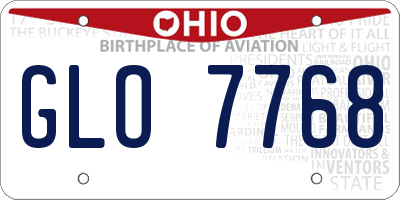 OH license plate GLO7768