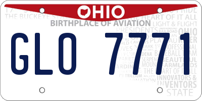 OH license plate GLO7771