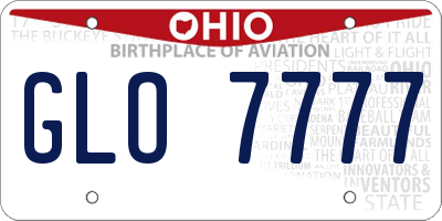 OH license plate GLO7777