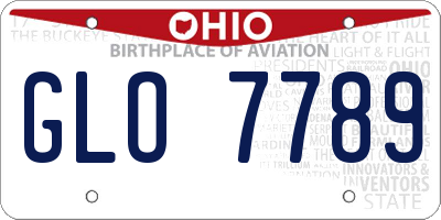 OH license plate GLO7789