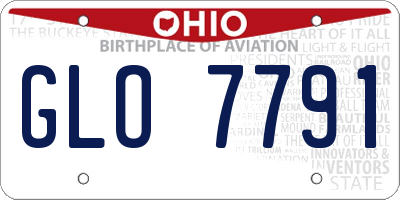 OH license plate GLO7791