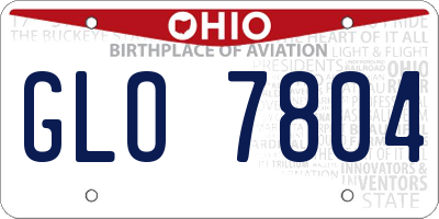 OH license plate GLO7804