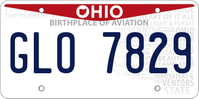 OH license plate GLO7829