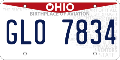 OH license plate GLO7834