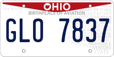OH license plate GLO7837