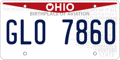 OH license plate GLO7860