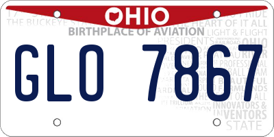 OH license plate GLO7867
