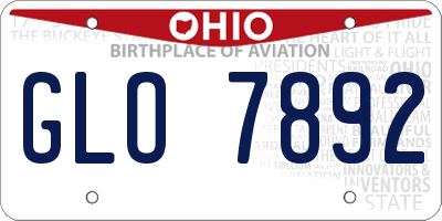 OH license plate GLO7892