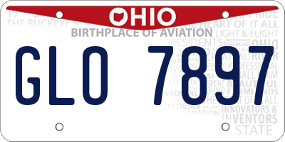 OH license plate GLO7897