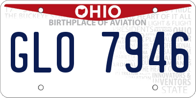OH license plate GLO7946