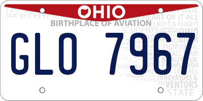 OH license plate GLO7967
