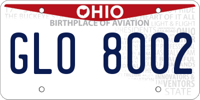 OH license plate GLO8002