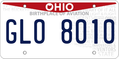 OH license plate GLO8010