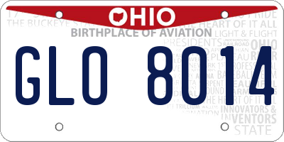 OH license plate GLO8014