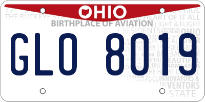 OH license plate GLO8019