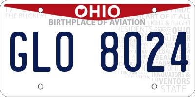 OH license plate GLO8024
