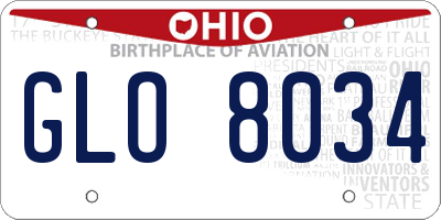 OH license plate GLO8034