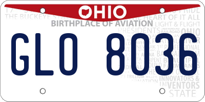 OH license plate GLO8036