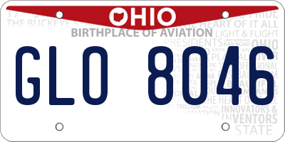 OH license plate GLO8046
