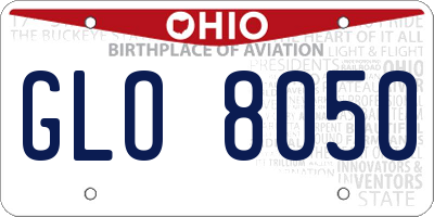 OH license plate GLO8050