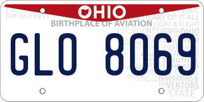 OH license plate GLO8069