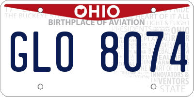 OH license plate GLO8074