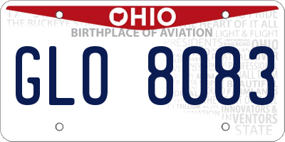 OH license plate GLO8083