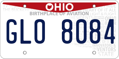 OH license plate GLO8084