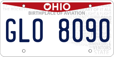 OH license plate GLO8090