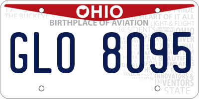 OH license plate GLO8095