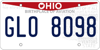 OH license plate GLO8098