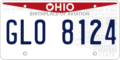 OH license plate GLO8124