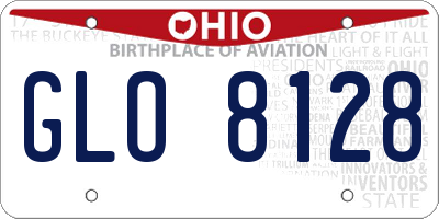 OH license plate GLO8128